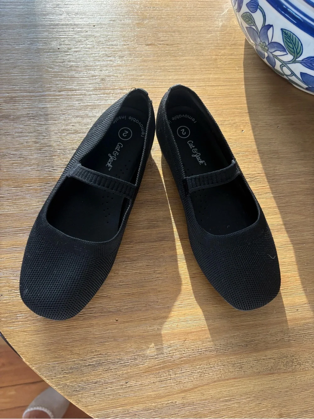 Cat & Jack Black Knit Mary Jane Flats Size 2